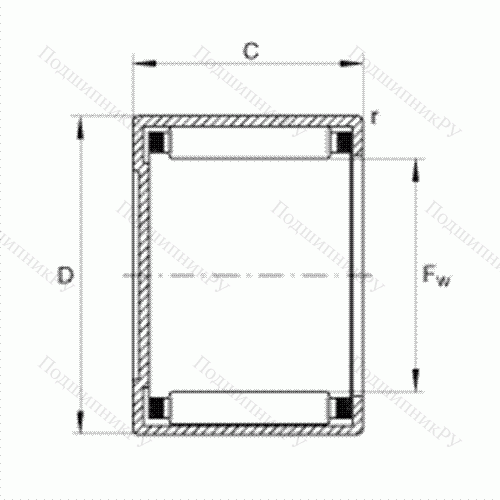 Подшипник роликовый игольчатый с одним наружным штампованным кольцом, закрытым с одной стороны BCE 36-TN от производителя  INA Подшипник роликовый игольчатый с одним наружным штампованным кольцом, закрытым с одной стороны BCE 36-TN от производителя  INA