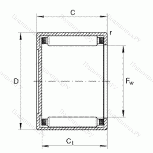 Подшипник роликовый игольчатый с одним наружным штампованным кольцом, закрытым с одной стороны BK 0408 от производителя  INA Подшипник роликовый игольчатый с одним наружным штампованным кольцом, закрытым с одной стороны BK 0408 от производителя  INA