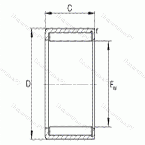 Подшипник роликовый игольчатый с одним наружным штампованным кольцом HN 2016