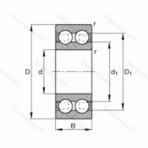 Подшипник шариковый радиальный 4303-B-TVH от производителя  FAG Подшипник шариковый радиальный 4303-B-TVH от производителя  FAG